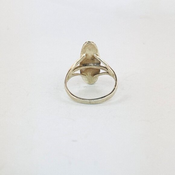 Vintage Sterling Silver Lapis Lazuli Ring Oval Cabochon 925 Estate Jewelry - Picture 3 of 10